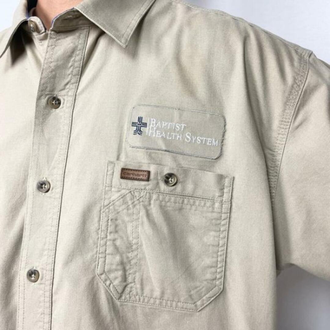 ビッグサイズ Carhartt カーハート 企業ロゴ刺繍 半袖ワークシャツ メンズ2XL