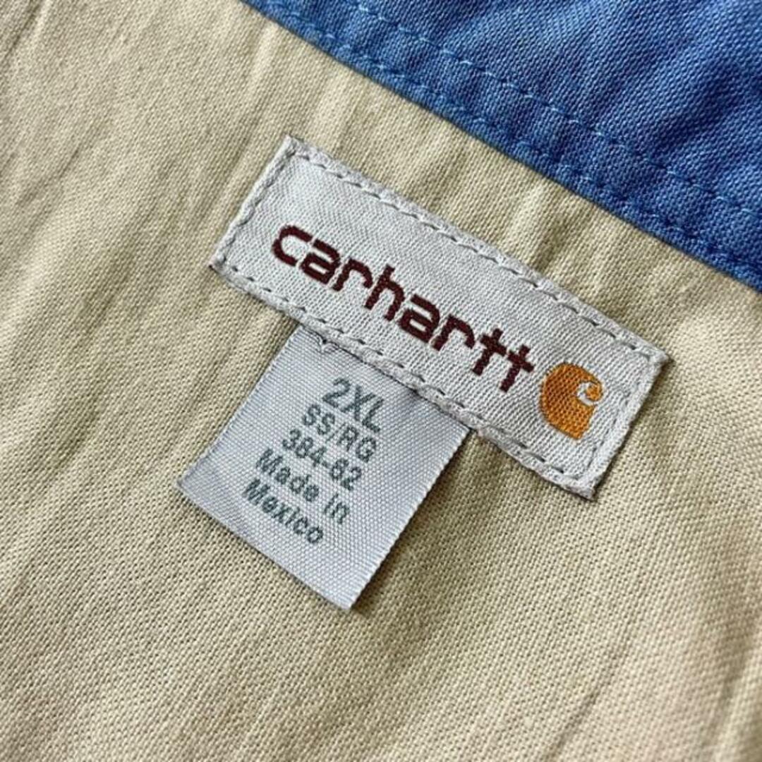 ビッグサイズ Carhartt カーハート 企業ロゴ刺繍 半袖ワークシャツ メンズ2XL