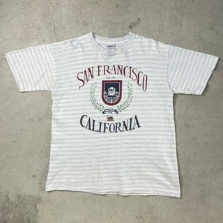 90年代 USA製 BOSTON MASSACHUSETTS スーベニア プリント ボーダーTシャツ メンズM