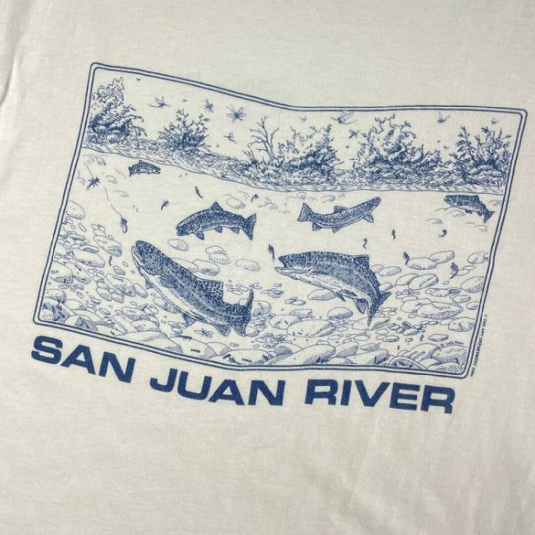 80年代 USA製 DURANGLERS SAN JUAN RIVER 企業ロゴ プリントTシャツ メンズL