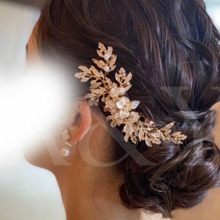 H10ブライダル　ヘッドドレス　ウェディング　ヘアアクセサリー　髪飾り　和装(ヘッドドレス/ドレス)