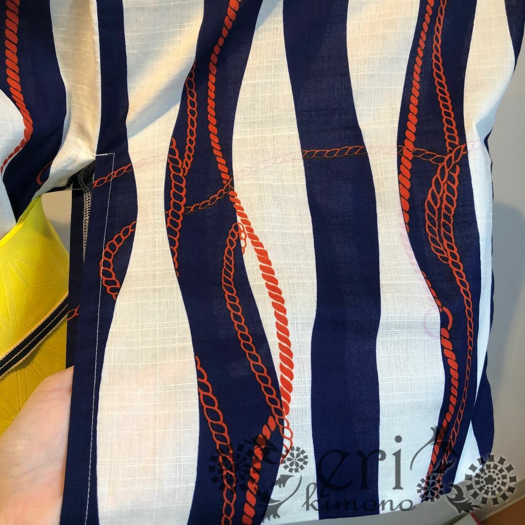 【新品/2点セット】紺色とオレンジのマリン柄 レディースの水着/浴衣(浴衣)の商品写真