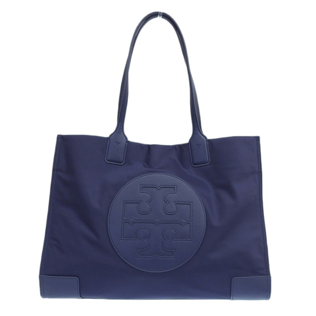 TORY BURCH トリーバーチ ナイロン レザー ロゴ トートバッグ - ネイビー gy