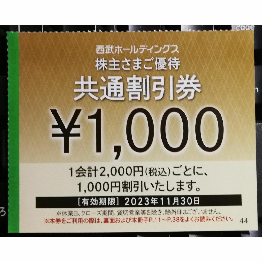 西武HD 株主優待 共通割引券 10枚 有効期限2023年11月30日