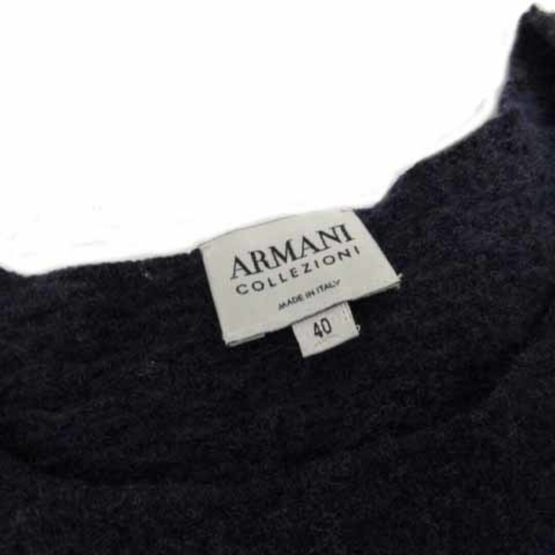 ARMANI COLLEZIONI(アルマーニ コレツィオーニ)のARMANI COLLEZIONI ニット 半袖 スカラップ 立体編み 紺 40 レディースのトップス(ニット/セーター)の商品写真