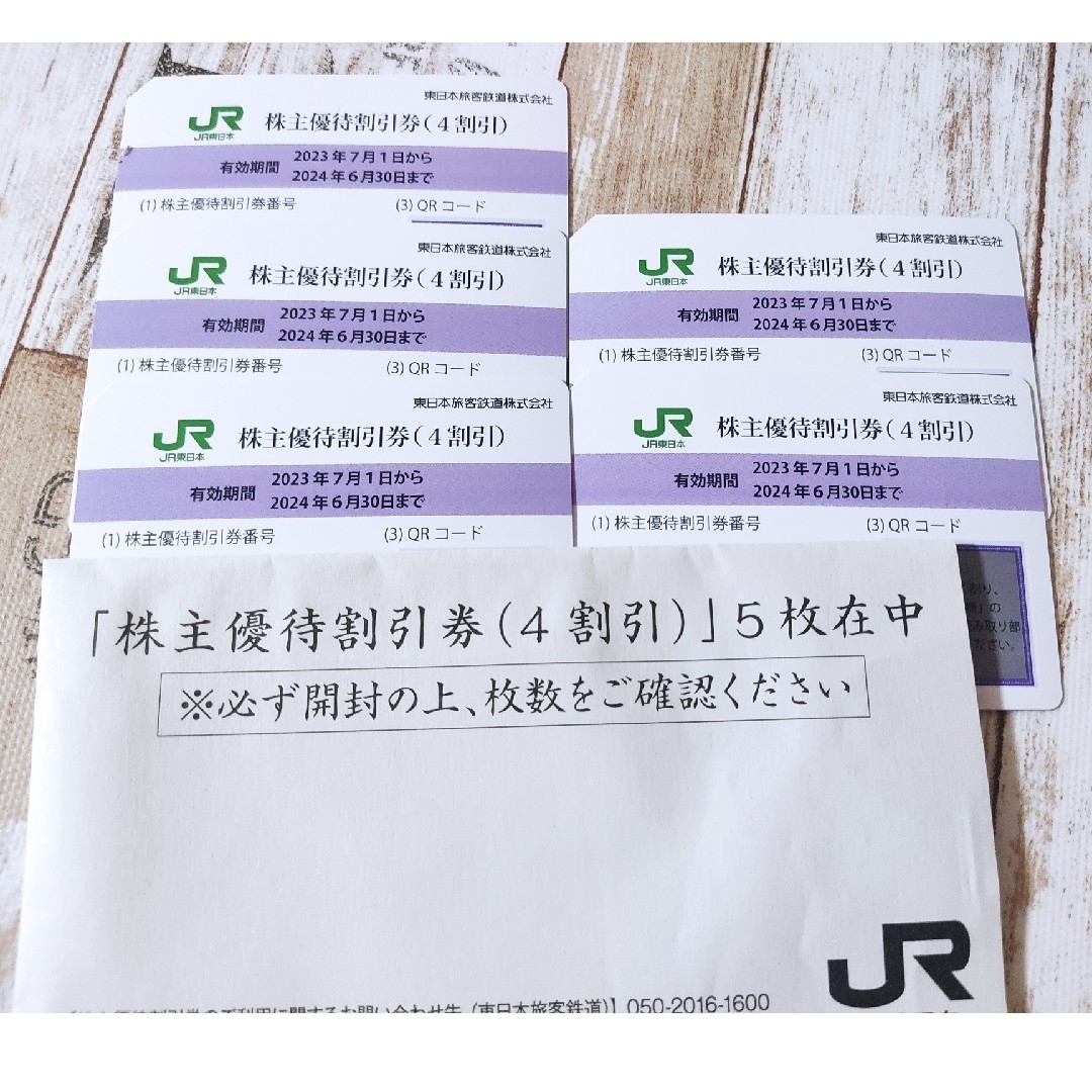 JR　東日本　株主優待　割引券　5枚