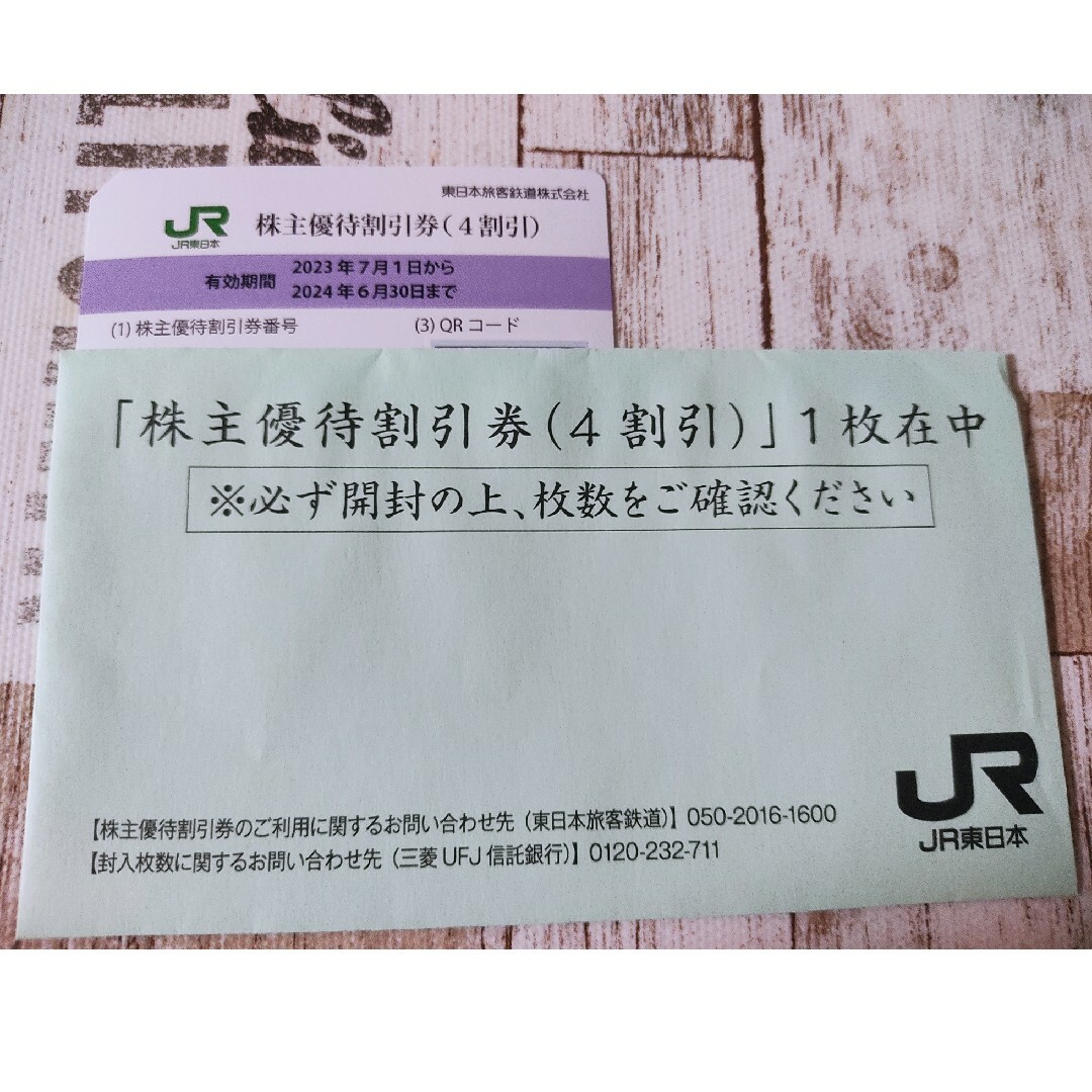 JR東日本　株主優待割引券（４割引） １枚