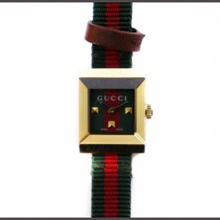 グッチ(Gucci)のグッチ 腕時計 クォーツ アナログ 128.5 シェリーライン 緑 赤 ゴールド(腕時計)