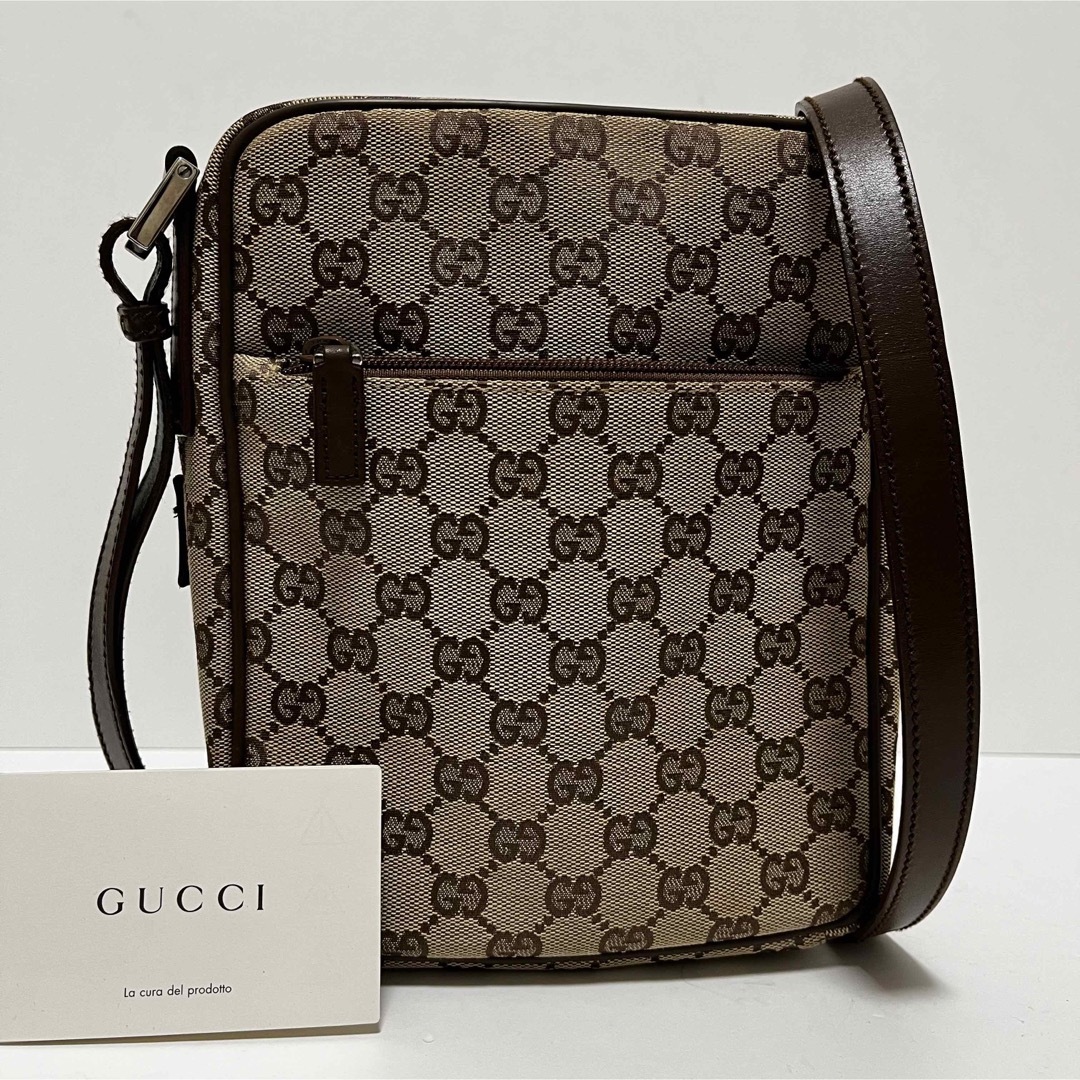 Gucci - ✨極美品✨グッチ ショルダーバッグ GGキャンバス×レザー 斜め