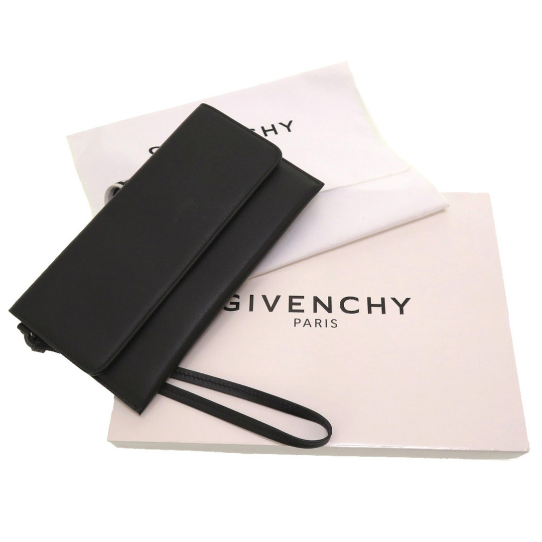 GIVENCHY(ジバンシィ)の未使用 ジバンシィ ロゴ レザー ブラック クラッチバッグ バッグ 黒 0141 【中古】 GIVENCHY ジバンシー レディースのバッグ(クラッチバッグ)の商品写真