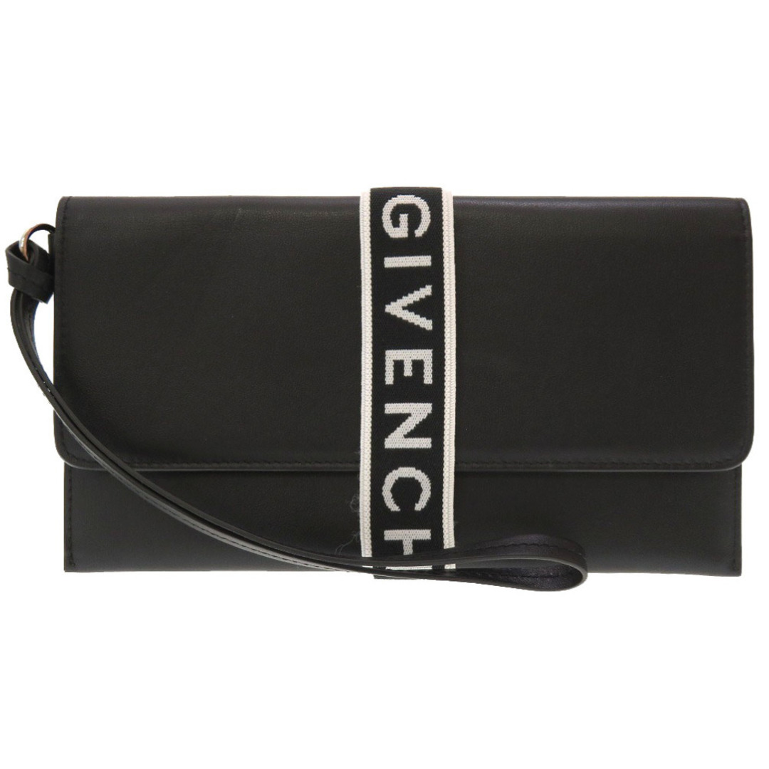 未使用 ジバンシィ ロゴ レザー ブラック クラッチバッグ バッグ 黒 0142  GIVENCHY ジバンシー