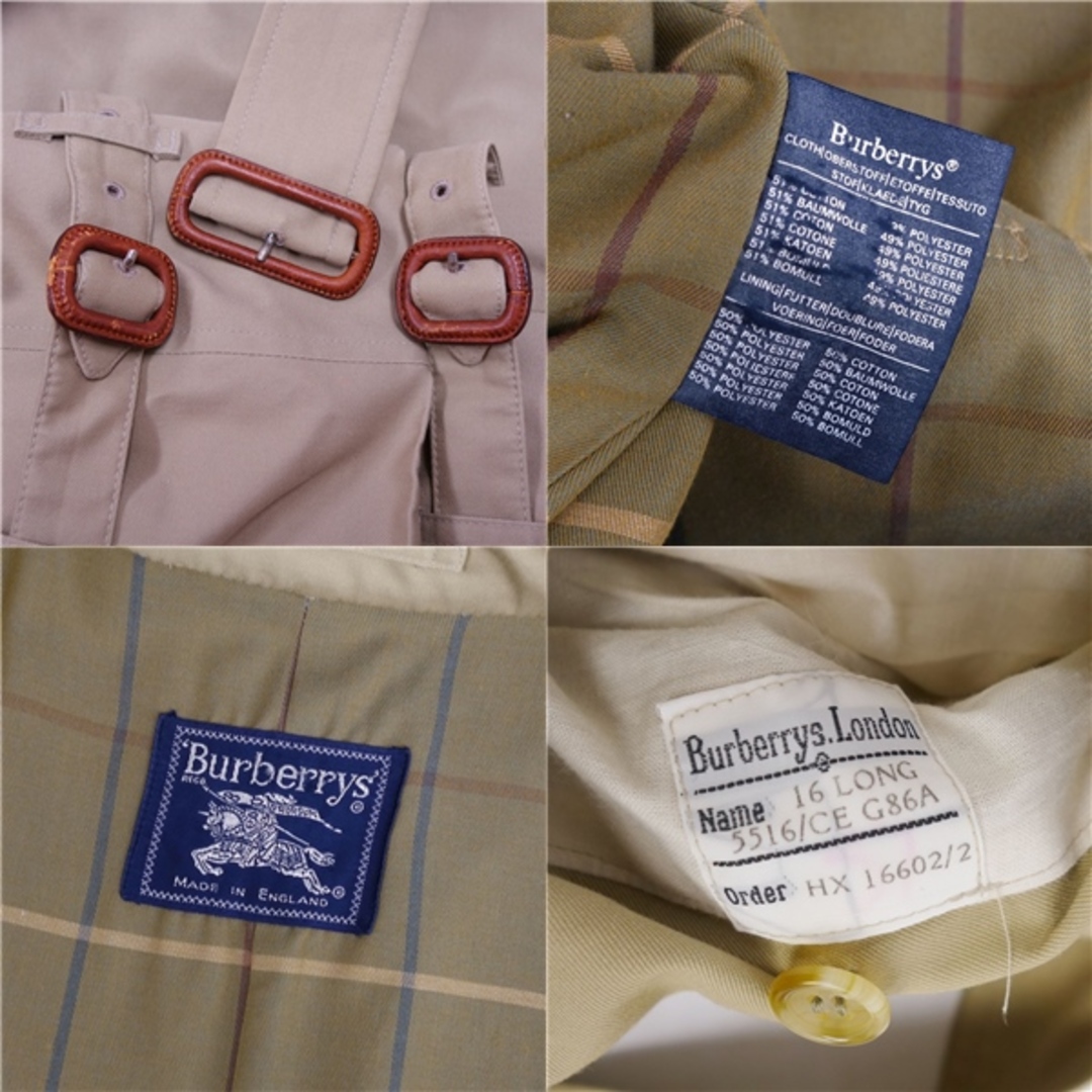 BURBERRY(バーバリー)の美品 Vintage バーバリー Burberrys コート トレンチコート 裏チェック 英国製 アウター レディース 16LONG(XL相当) ベージュ レディースのジャケット/アウター(トレンチコート)の商品写真