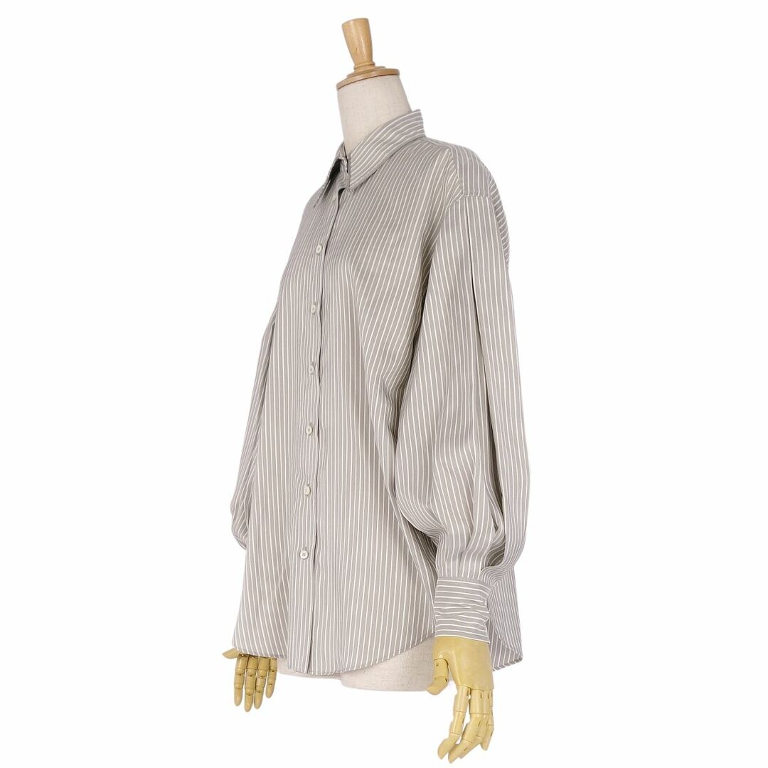 BRUNELLO CUCINELLI(ブルネロクチネリ)の美品 ブルネロクチネリ BRUNELLO CUCINELLI シャツ ブラウス ロングスリーブ ストライプ シルク トップス レディース XXS グレー レディースのトップス(シャツ/ブラウス(長袖/七分))の商品写真