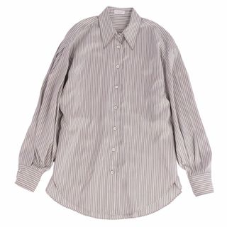 ブルネロクチネリ(BRUNELLO CUCINELLI)の美品 ブルネロクチネリ BRUNELLO CUCINELLI シャツ ブラウス ロングスリーブ ストライプ シルク トップス レディース XXS グレー(シャツ/ブラウス(長袖/七分))