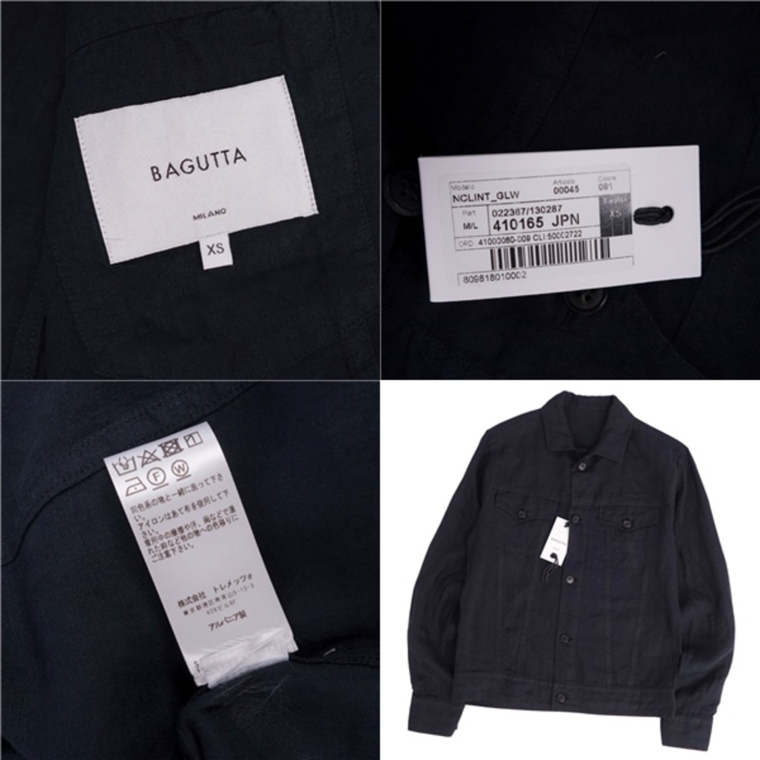 未使用 バグッタ BAGUTTA シャツ ジャケット トラッカー ロングスリーブ 無地 リネン アウター メンズ XS ブラック メンズのジャケット/アウター(その他)の商品写真