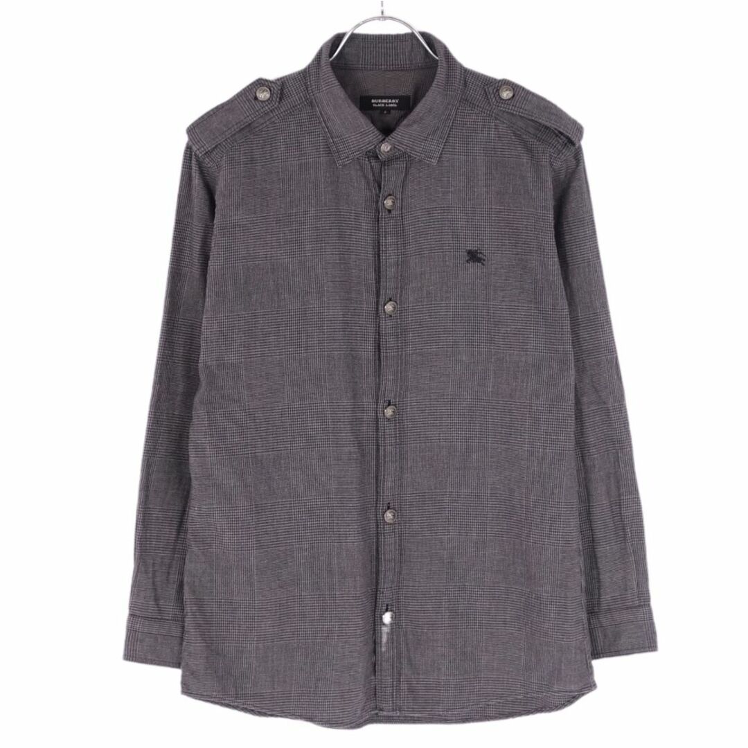 美品 バーバリー ブラックレーベル BURBERRY BLACK LABEL シャツ ロングスリーブ エポレット コットン トップス メンズ  2(M相当) グレー | フリマアプリ ラクマ