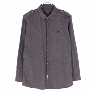 バーバリーブラックレーベル(BURBERRY BLACK LABEL)の美品 バーバリー ブラックレーベル BURBERRY BLACK LABEL シャツ ロングスリーブ エポレット コットン トップス メンズ 2(M相当) グレー(シャツ)