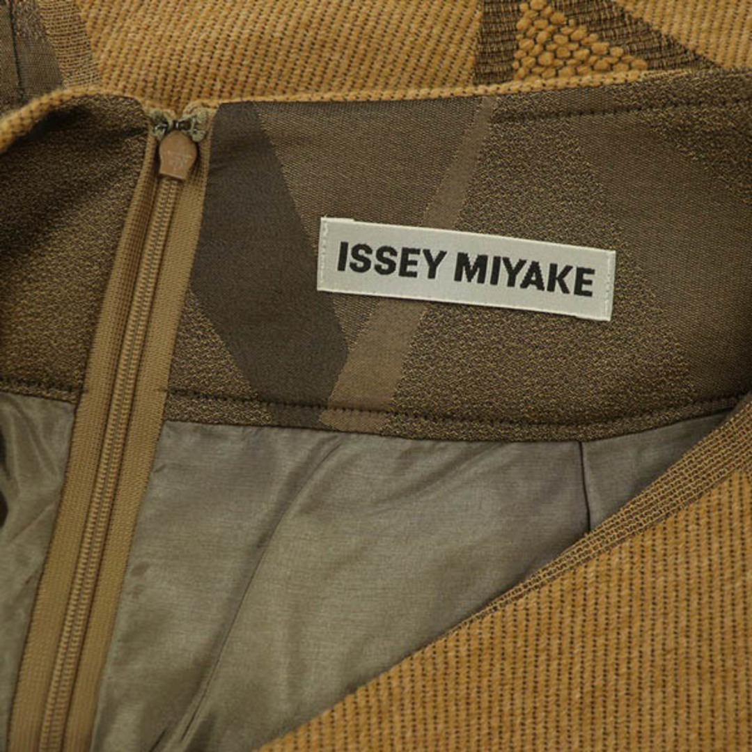 イッセイミヤケ ISSEY MIYAKE スカート 膝丈 タイト 切替 2 茶