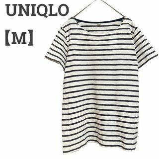 ユニクロ(UNIQLO)のユニクロ レディース【M】ボーダーカットソー♡綿100% シンプル♡白黒(Tシャツ(半袖/袖なし))