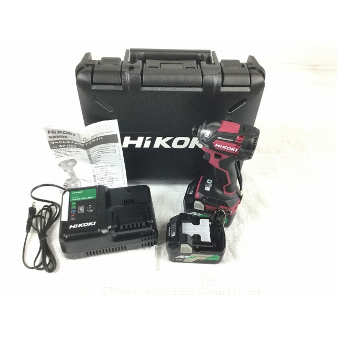 工具☆未使用品☆ HIKOKI ハイコーキ 18V コードレスインパクトドライバ WH18DC 2XPR フレアレッド バッテリ2個 充電器 ケース付き 76218