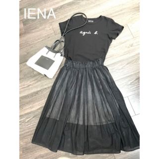 イエナ(IENA)のIENA イエナ シースルースカート ブラック S(ひざ丈スカート)