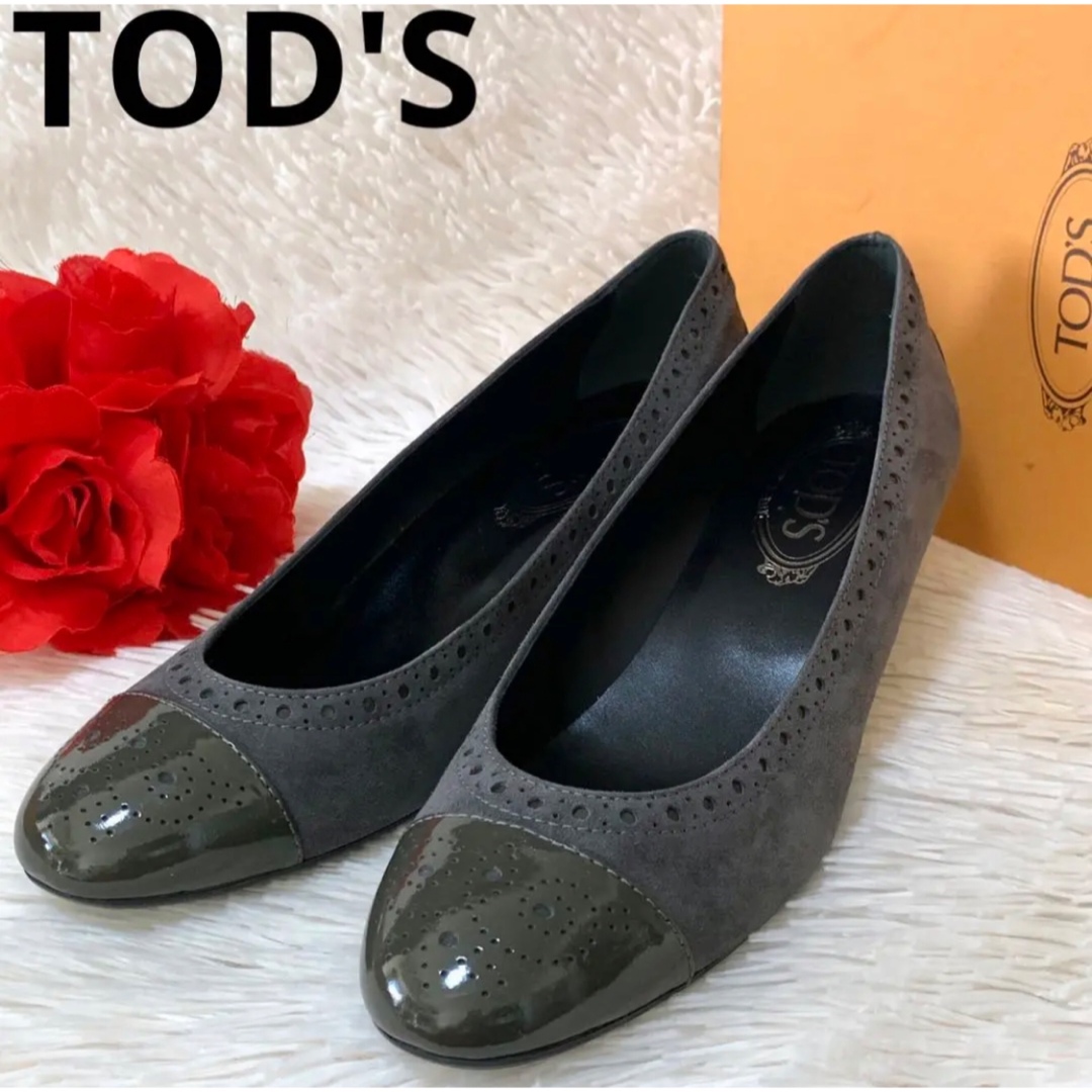 TOD'S - 【極美品】TOD'S スエード パンプス デコレート グレーの通販