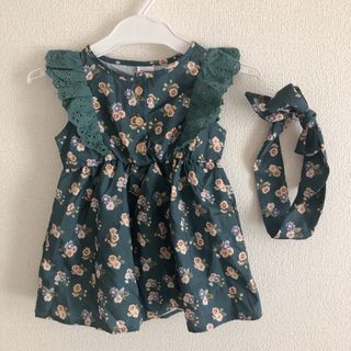 新品タグ付き♡子供服 ワンピース ヘアバンド付 女の子ワンピース(ワンピース)