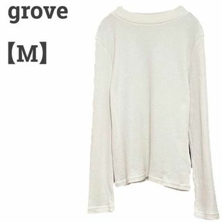 グローブ(grove)のグローブ レディース【M】長袖カットソー♡薄手 伸縮性♡シンプル 日焼け対策♡白(カットソー(長袖/七分))