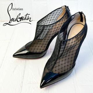 クリスチャンルブタン(Christian Louboutin)の【良品】クリスチャンルブタン メッシュ レザー パテント ブーティ ブラック(ブーティ)