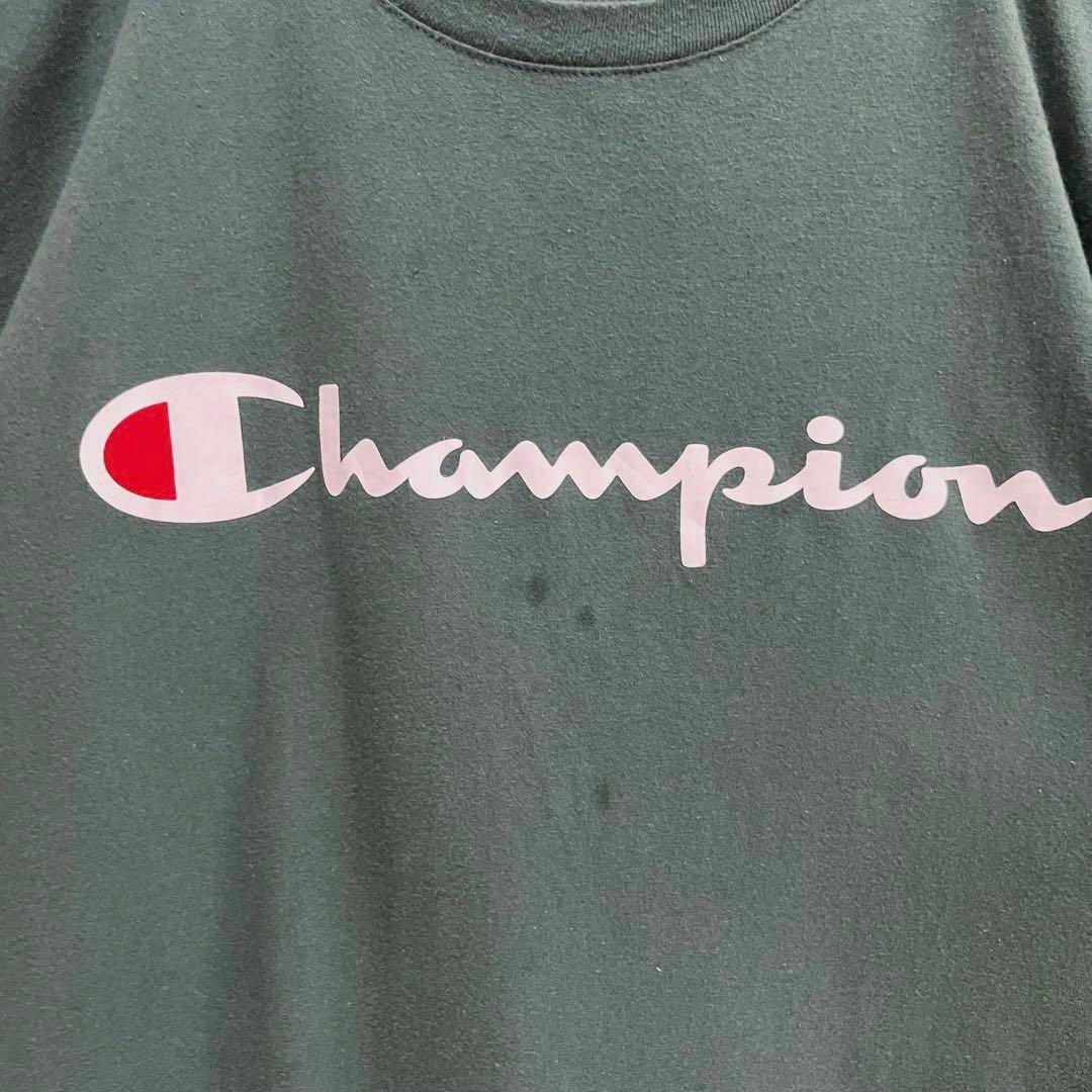 Champion(チャンピオン)のアメリカ古着CHAMPION ゆるだぼオーバーサイズビッグロゴプリントTシャツ緑 メンズのトップス(Tシャツ/カットソー(半袖/袖なし))の商品写真