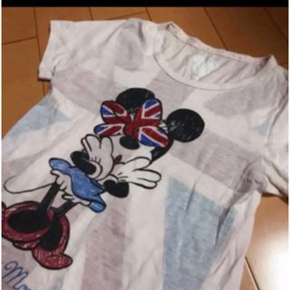 ディズニー(Disney)のミニーピンクラインストーンＴ(Tシャツ(半袖/袖なし))