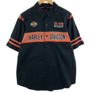 ハーレーダビッドソン Harley-Davidson 刺繍入り 半袖 コットン チェックシャツ メンズL /eaa360153