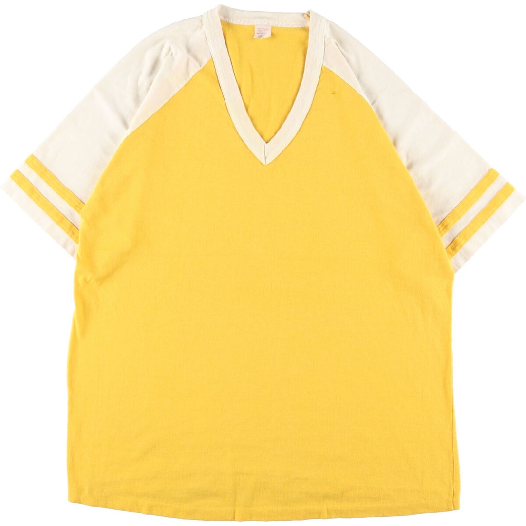 古着 80年代 UNKNOWN 無地VネックTシャツ USA製 メンズL ヴィンテージ /eaa360832 メンズのトップス(Tシャツ/カットソー(半袖/袖なし))の商品写真