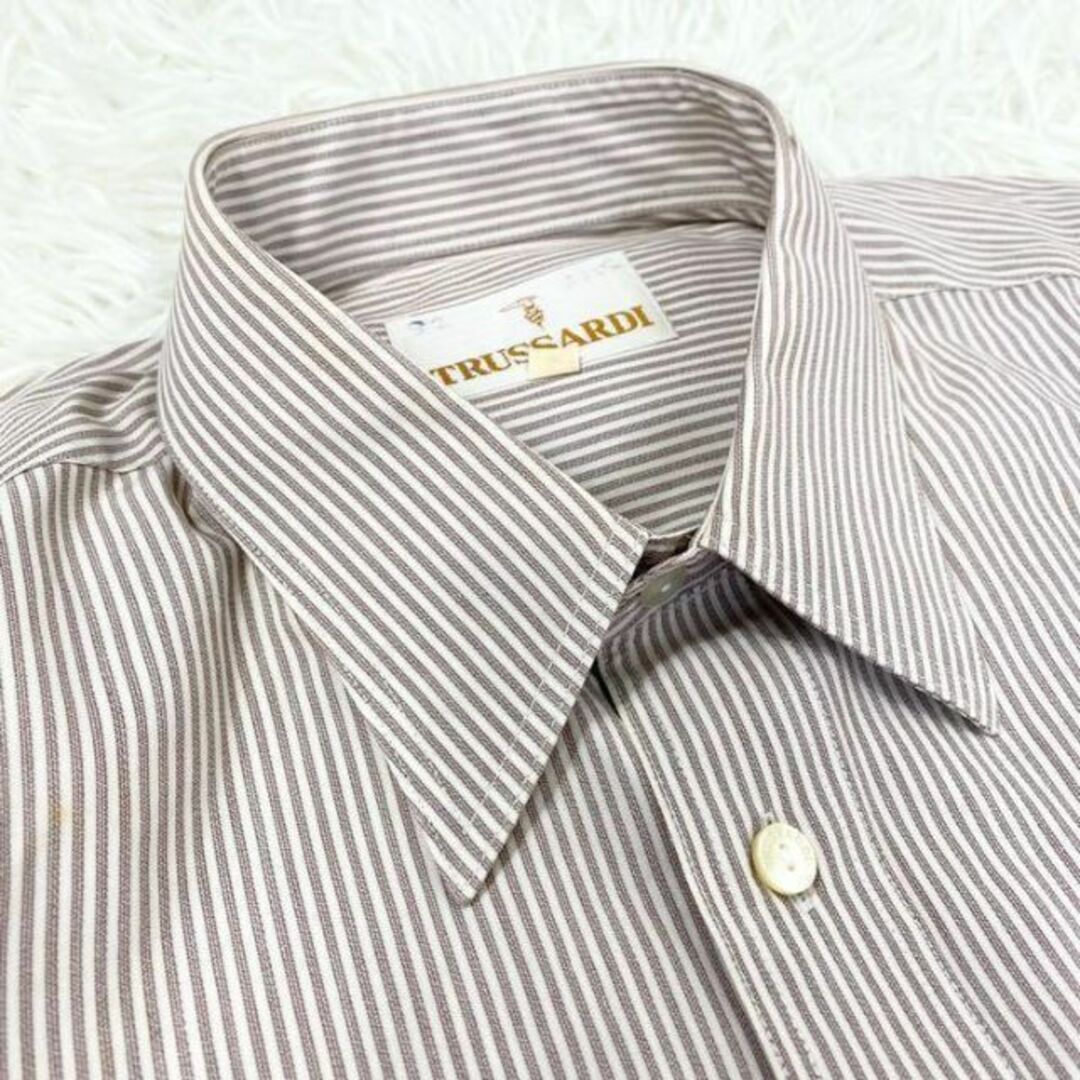 Trussardi - TRUSSARDI Yシャツ ストライプ柄 長袖 薄手 大きいサイズ