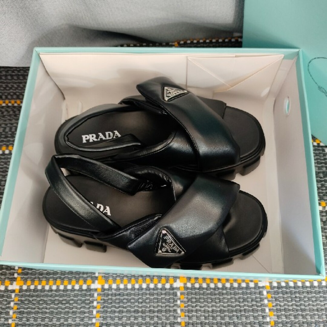 安価 ワタナベ プラダ PRADA 箱付き サンダル 美品35 レディース