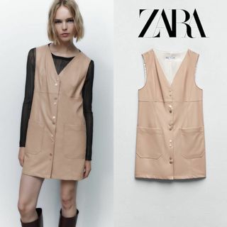 ザラ(ZARA)の19 ZARA フェイクレザー ジャンパースカート XS(ミニワンピース)