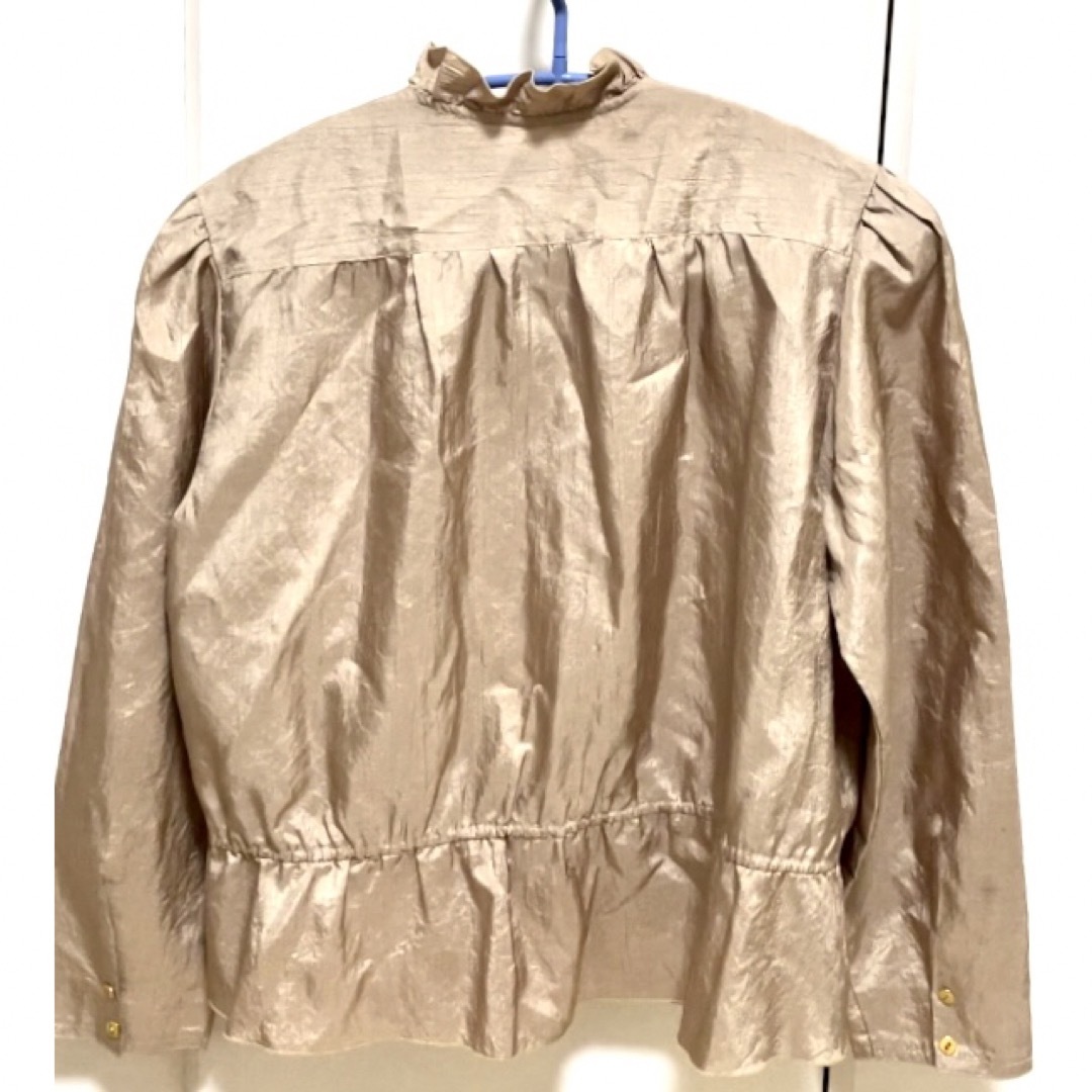 立ち襟フリルサテンシャツ レディースのトップス(シャツ/ブラウス(長袖/七分))の商品写真