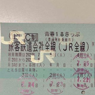 青春18きっぷ　青春18切符　1回分(鉄道乗車券)