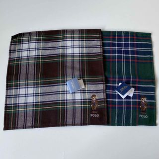 ポロラルフローレン(POLO RALPH LAUREN)のラルフローレン ガーゼタオルハンカチ 2セット ポロベア タータンチェック柄(ハンカチ/ポケットチーフ)