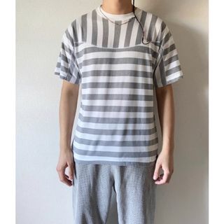 vintage 畝カッティング 切り替え ボーダーストライププリズナー tシャツ