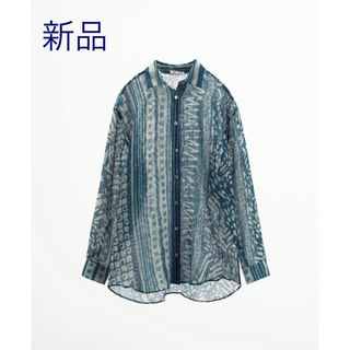 ザラ(ZARA)の新品タグ付11000円！ZARA ザラ＊リネンブレンドプリントシャツ　XS(シャツ/ブラウス(長袖/七分))