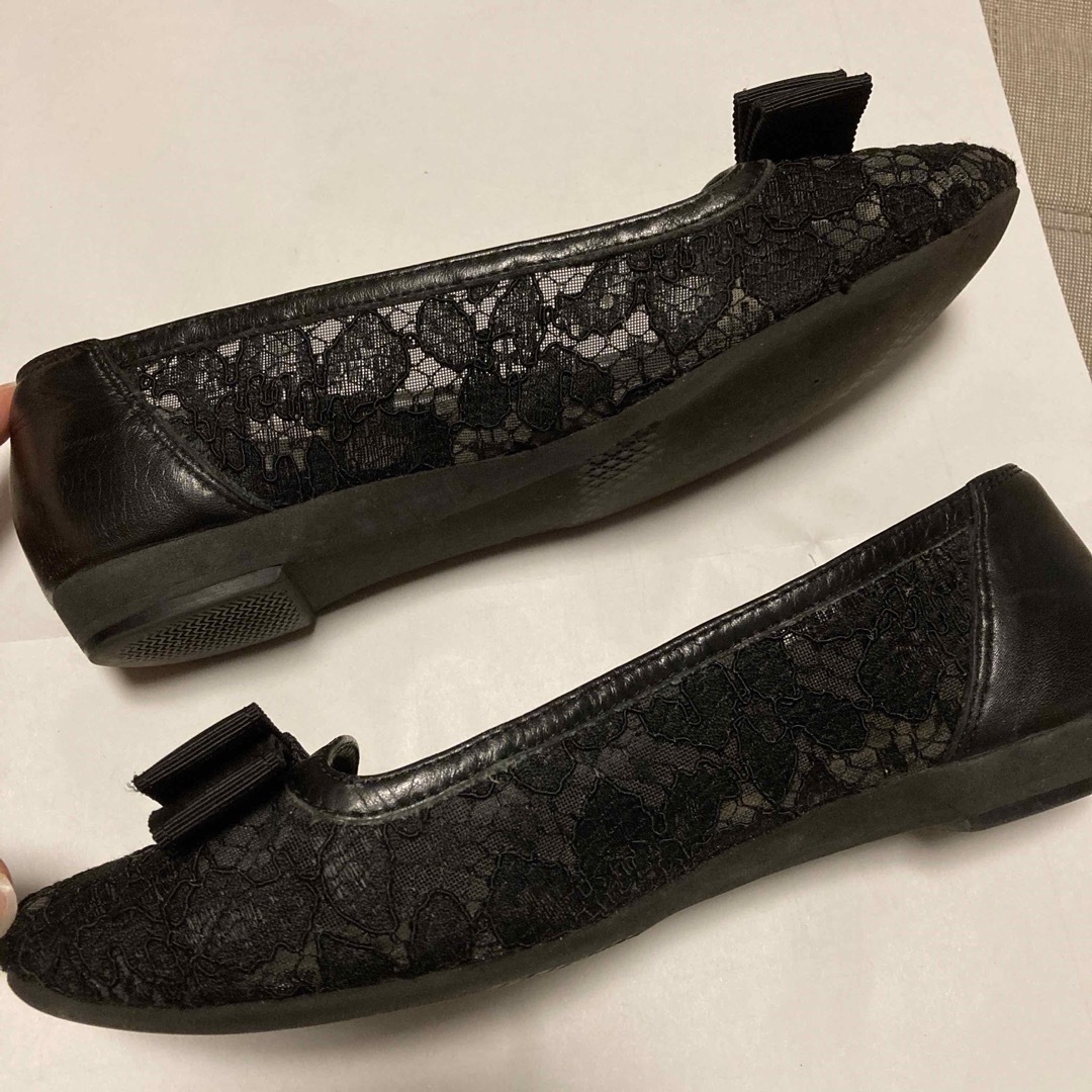 DIANA(ダイアナ)のダイアナ フラットパンプス レース リボン付 レディースの靴/シューズ(ハイヒール/パンプス)の商品写真