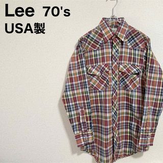 SALE/ 70年代 USA製 Lee リー ウェスタンシャツ 長袖 アメカジ コットン ブルー (メンズ L相当)   N8733