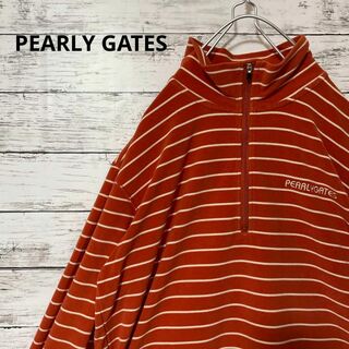 パーリーゲイツ(PEARLY GATES)のPEARLY GATES ボーダー柄ハーフジップフリース 刺繍 ロゴ オレンジ(その他)