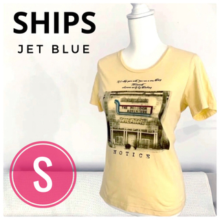 シップスジェットブルー(SHIPS JET BLUE)のシップス　ジェットブルー　レディース　半袖Tシャツ　プリント　イエロー　Sサイズ(Tシャツ(半袖/袖なし))