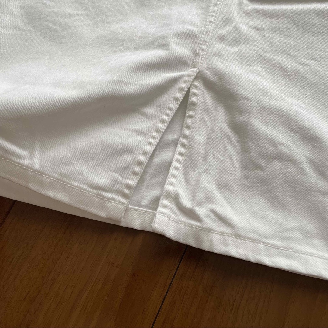デニムスカート　白　M レディースのスカート(ひざ丈スカート)の商品写真