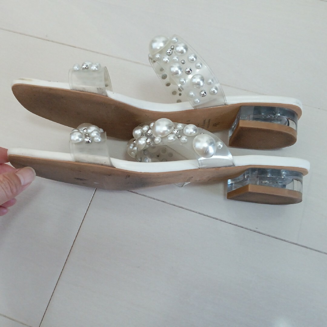 RANDA(ランダ)のランダパールクリアヒールサンダル レディースの靴/シューズ(サンダル)の商品写真