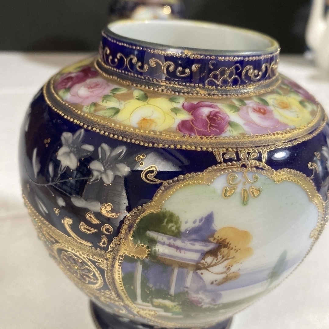 美品 イギリス 里帰り オールドノリタケ コバルトブルー ペア 美品 イギリス 里帰り オールドノリタケ コバルトブルー ペア