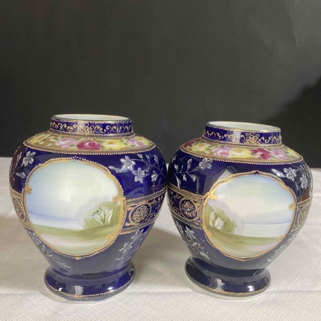 美品 イギリス 里帰り オールドノリタケ コバルトブルー ペア 美品 イギリス 里帰り オールドノリタケ コバルトブルー ペア