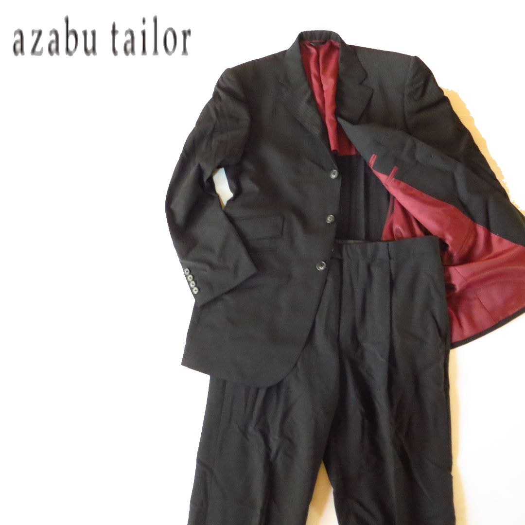麻布テーラー セットアップ スーツ 3B 黒 ブラック Azabu Tailor